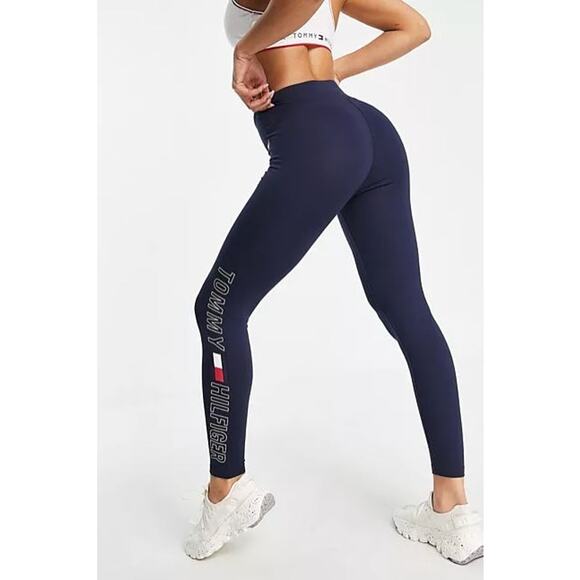Tommy Hilfiger Womens Active Leggings XXS Navy Blue High Rise Full Length NWT - Picture 2 of 8